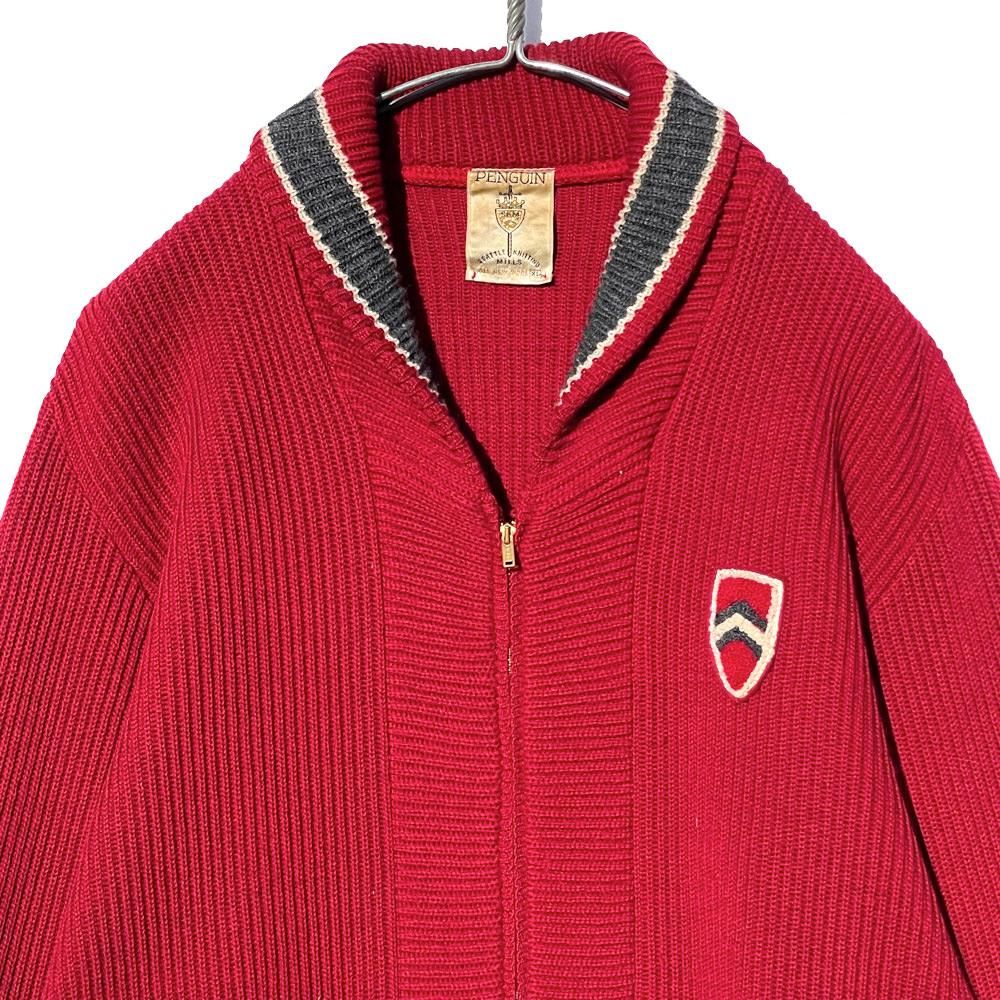 ニット/セーター メンズ【PENGUIN】ヴィンテージ ショールカラー ジップアップニット カーディガン【1960's】Vintage Zip-up Knit Cardigan