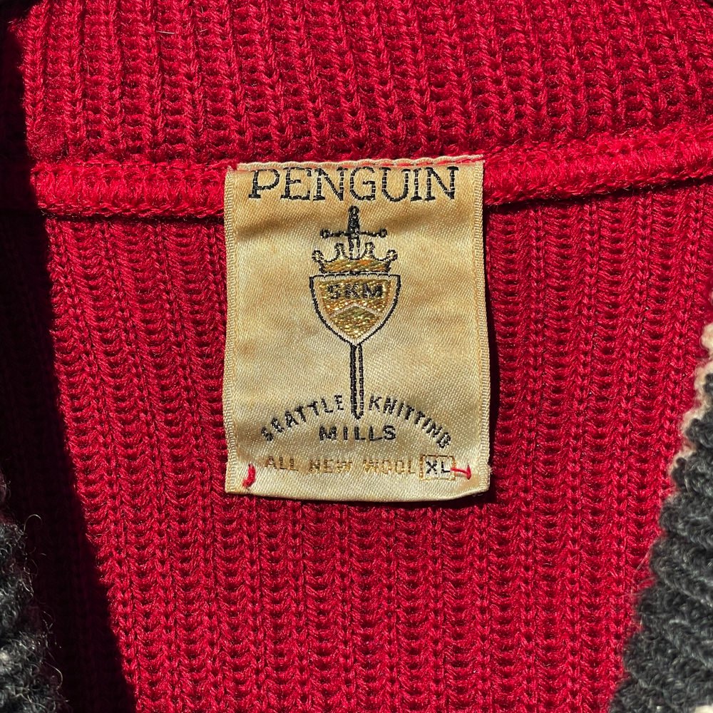 【PENGUIN】ヴィンテージ ショールカラー ジップアップニット カーディガン【1960's】Vintage Zip-up Knit Cardigan