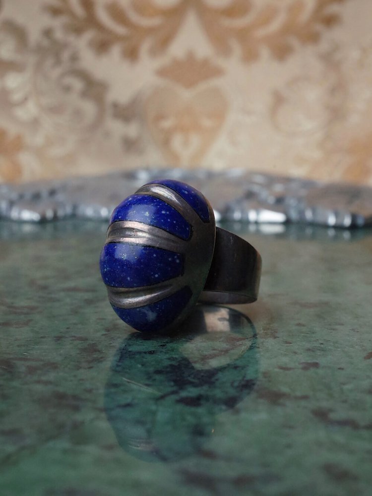 古着 通販 ヴィンテージ セミサークル ブルーストーン×シルバー リング Vintage Semicircle Blue Stone Silver Ring