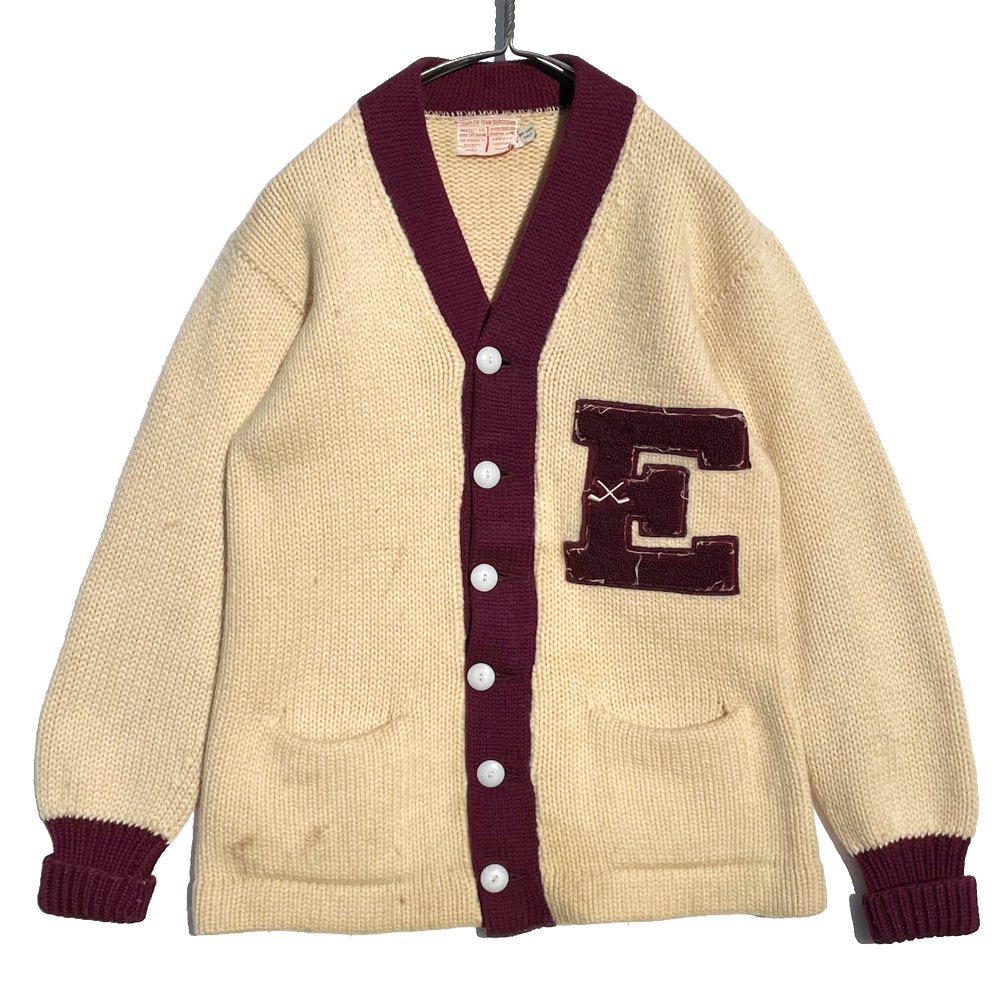 ヴィンテージ ローゲージ ツートン レタードカーディガン【1950's-】Vintage Lettered Cardigan