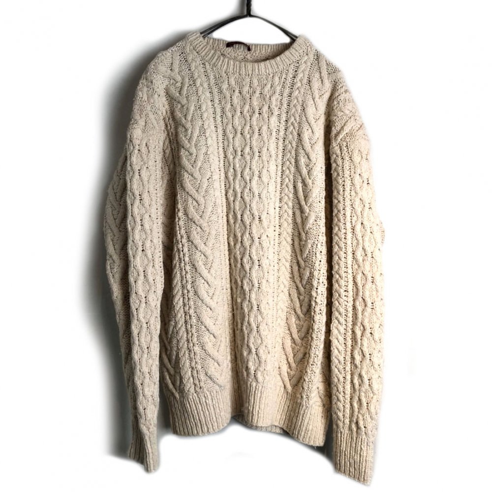 古着 通販 ヴィンテージ ハンドニット コットン アランセーター【1990's】Vintage Hand Knitting Cotton Aran Sweater