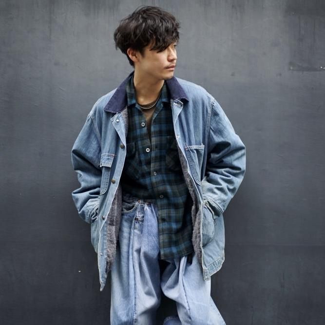 【マルさん専用】REMAKED DENIM COVERALL SHIRTS Vintage Coverall × Remake Wide Silhouette 501 Denim