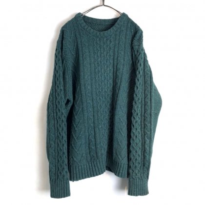 古着 通販　ヴィンテージ クルーネック コットン アランセーター【1990's】Vintage Crewneck Cotton Aran Sweater