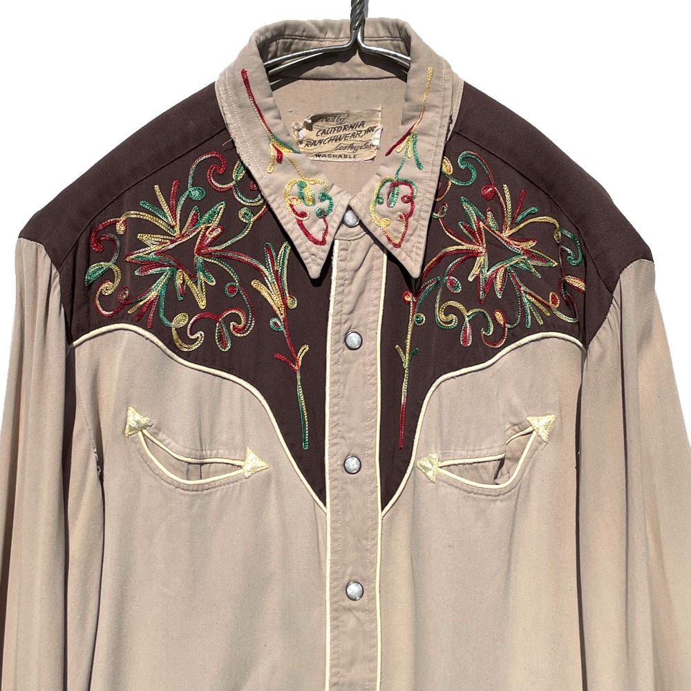 【CALIFORNIA RANCHWEAR】ヴィンテージ レーヨンギャバジンウエスタンシャツ【1960's】Vintage Western Shirts