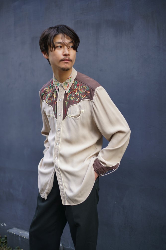 【CALIFORNIA RANCHWEAR】ヴィンテージ レーヨンギャバジンウエスタンシャツ【1960's】Vintage Western Shirts