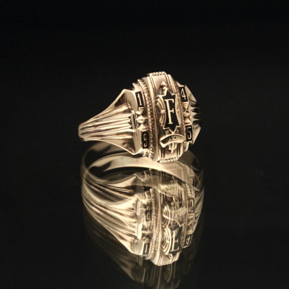 1945年 10K イエローゴールド 3g クラスリング インディアン ヴィンテ