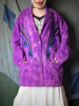 古着 通販　ムラ染め パープル ライトジャケット Uneven Dyed Purple Soft Jacket