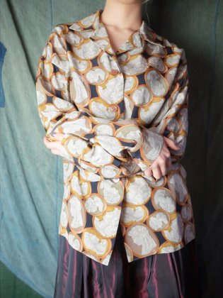  Ρᥪ 륯 Cameo Pattern Silk Shirt