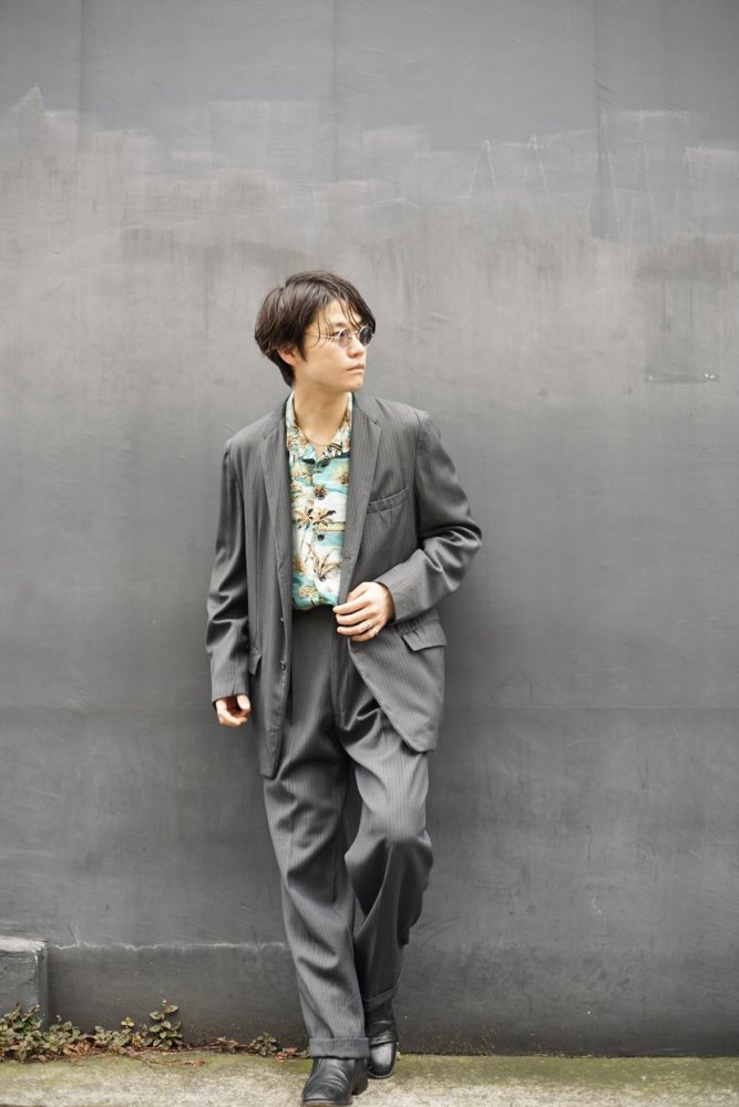 Vintage Washed Set Up Suit × Long Sleeve Aloha Shirts Style