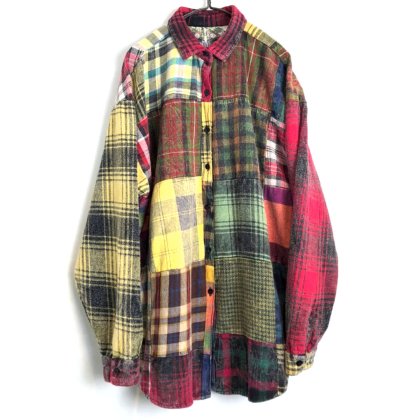  ΡULTRA PINKۥơ 쥤ѥ åȥͥ륷ġ1990'sVintage Crazy Patchwork Flannel Shirt