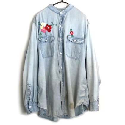  ΡBIG MACۥơ ɽ ֥졼ġ1970's-Vintage Hand Embroidered Chambray Shirt