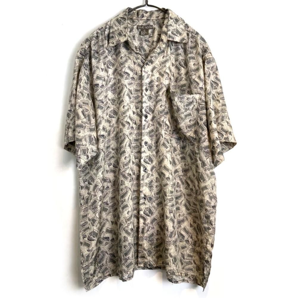 SILK ICON】ヴィンテージ S/S アートプリント シルクシャツ
