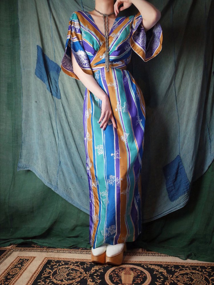 ヴィンテージ “ALFRED SHAHEEN アルフレッドシャヒーン” シルク ワンピース 1950年代 c.1950s “ALFRED  SHAHEEN” Silk Dress