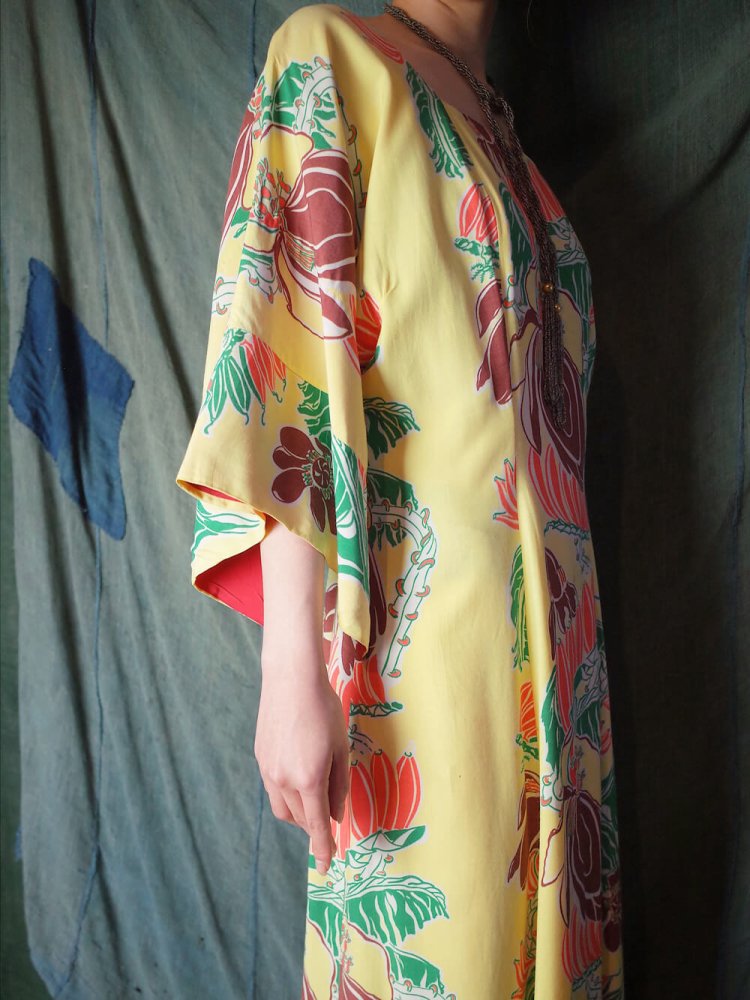 ヴィンテージ ハワイアン キモノスリーブ レーヨンワンピース 1940-1950年代 c.1940~50s Vintage Hawaiian  Kimono Sleeves Rayon Dress