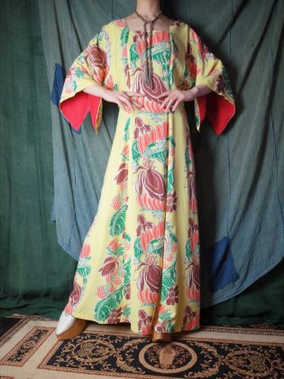  Ρơ ϥ磻 Υ꡼ 졼ԡ 1940-1950ǯ c.1940~50s Vintage Hawaiian Kimono Sleeves Rayon Dress