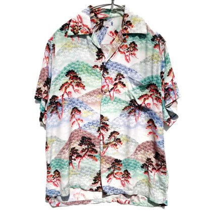  ΡIOLANI MADE IN HAWAIIۥơ 졼 ϥ 1950's-Vintage Silky Rayon Hawaiian Shirt
