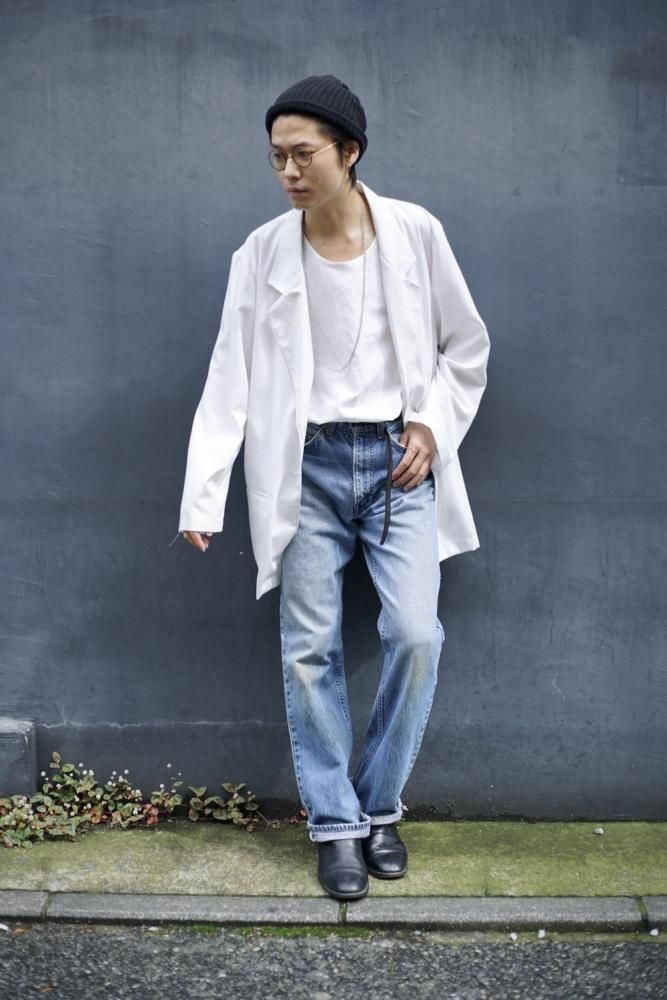 White Light Jacket × Levis 517 Denim Pants| コーディネート