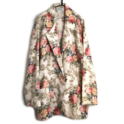  ΡJoannaۥơ եѥ 饤ȥ㥱åȡ1980's-Vintage Flower Pattern Light Jacket