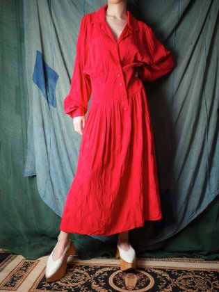  Ρơ 㥬 åɥ졼 ɥޥ ԡ 1970ǯ Jacquard Triangle Red Rayon Dolman Dress