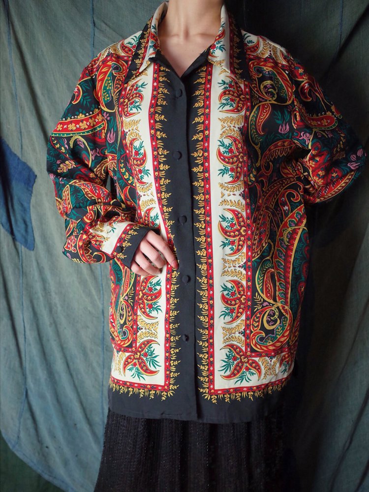 古着 通販 ヴィンテージ スカーフアラベスク柄 オープンカラーシャツ Scarf Arabesque Shirt