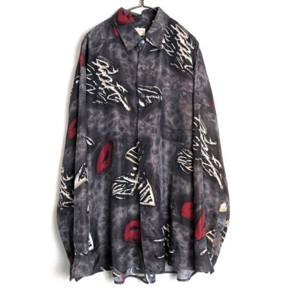 古着 通販　【PORCINI】ヴィンテージ アートプリント シルクシャツ【1980's】Vintage Long Sleeve Silk Shirt