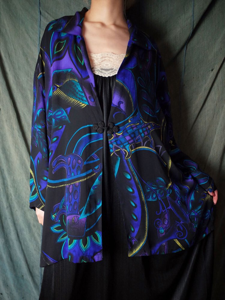 古着 通販 ヴィンテージ オーロラアート シルクシアー チャイナボタン ガウン Aurora Art Silk Sheer China Button Gown