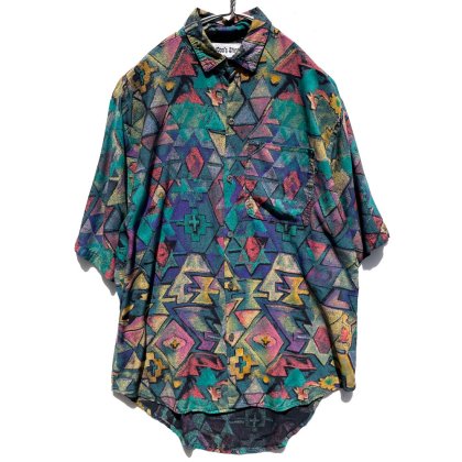  ΡWHOOO'S Shirt - Made In USAۥơ ȥץ S/S 졼󥷥ġ1990's-Vintage Rayon Shirt