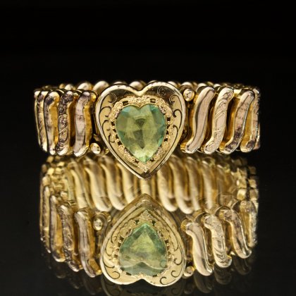 古着 通販　ヴィンテージ スウィートハート ブレスレット【1930'~】【M-Hallmarks】【Gold Field Heart 
 Glass Top】
