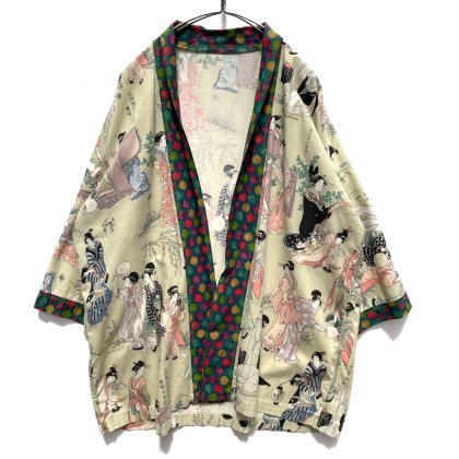 古着 通販　ヴィンテージ H/S 浮世絵柄ガウン【1980's-】Vintage Half Sleeve Japanese Woodblock Print Gown