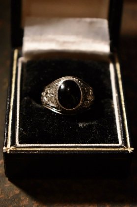  Ρ1970s silver  onyx college ring