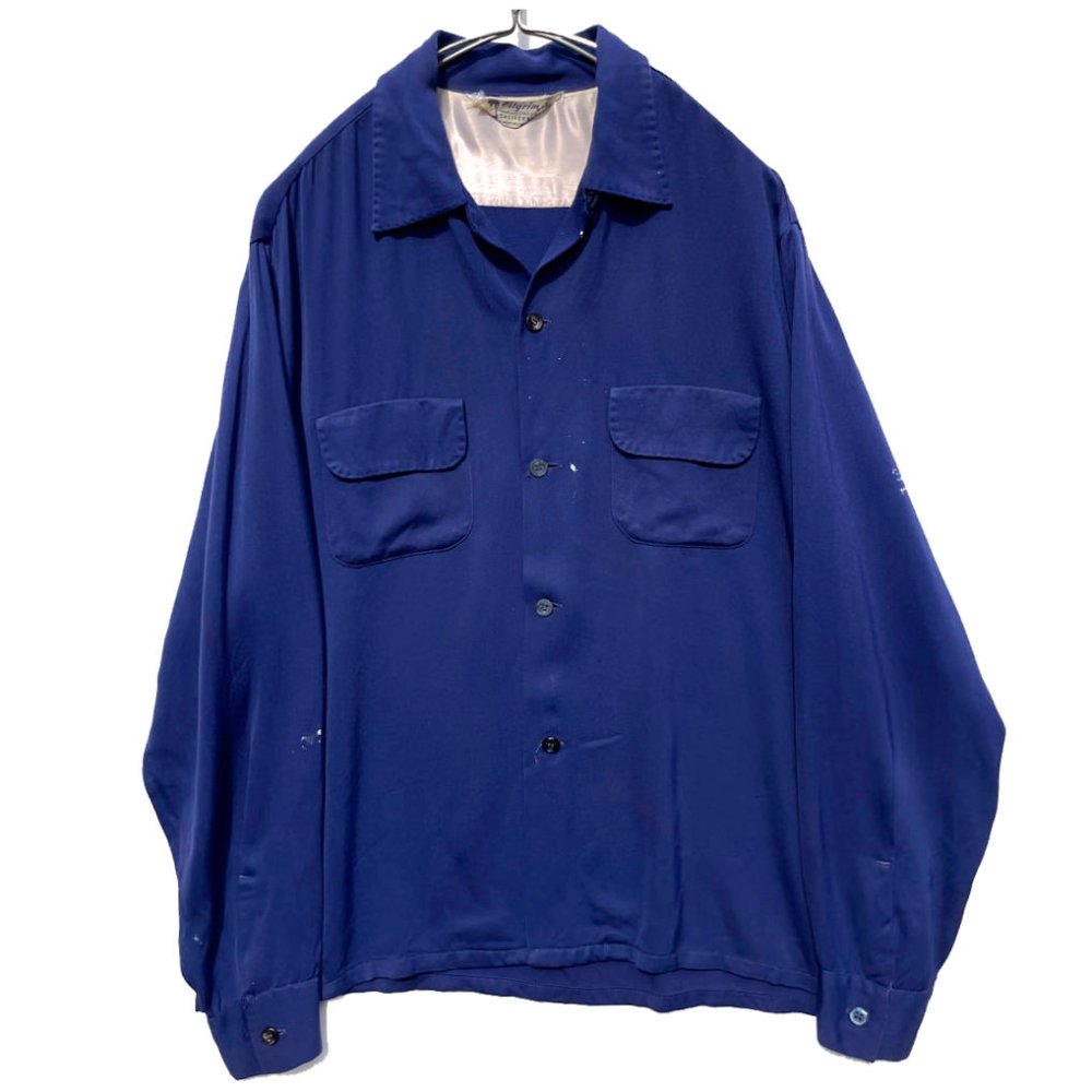 【pilgrim - Made In California】ヴィンテージ レーヨンギャバジン オープンカラーシャツ【1950's-】Vintage  Rayon Shirt