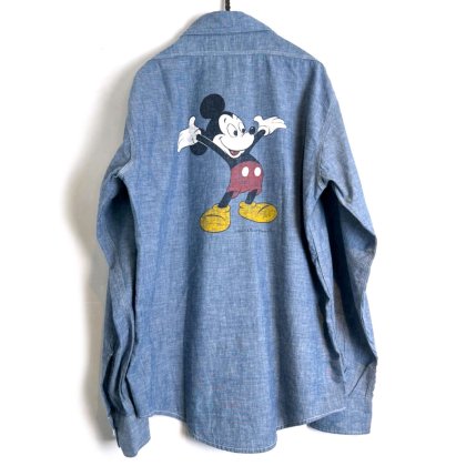  ΡKENNINGTONۥơ ߥåץ ֥졼ġ1970's-Vintage Mickey Print Chambray Shirt