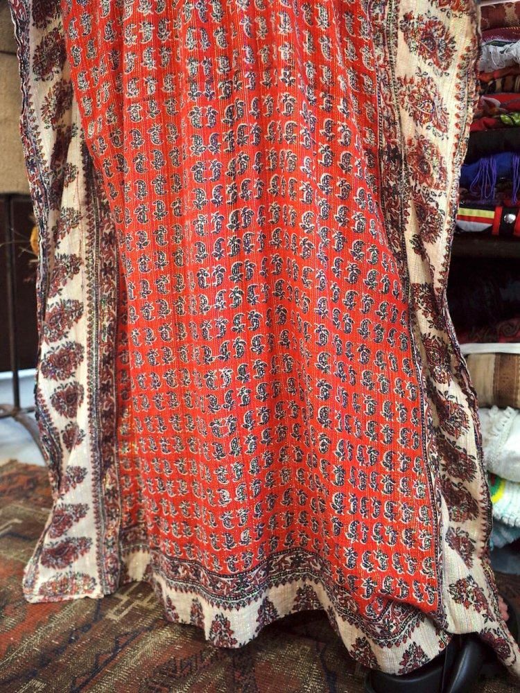 ヴィンテージ パキスタン コットン ペイズリー×ラメ カフタン ワンピース 1970年代 c.1970s Pakistan Cotton  Paisley × Lame Kaftan Dress