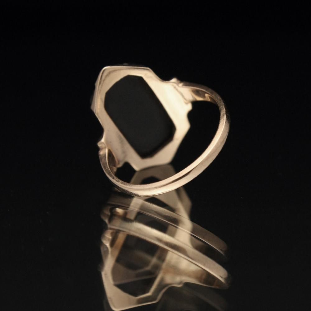 ヴィンテージ カメオ リング【10kt Gold - Onyx × Carnelian
