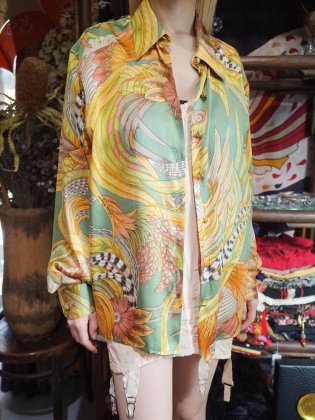  ΡSalvatore Ferragamo / Хȡե饬ۥå륯 Vintage Exotic Silk Shirt