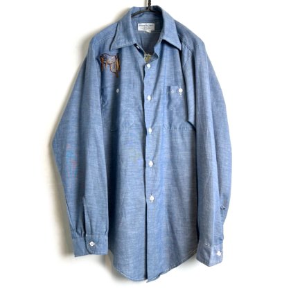  ΡPenneysۥơ ֥졼ġ1970's-Vintage Hand Embroidered Chambray Shirt