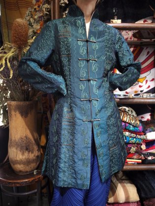  ΡEmbroidery Silk/Rayon Long China Jacket