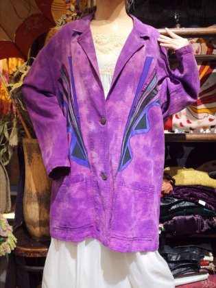 古着 通販　Uneven Dyed Purple Cotton Jacket