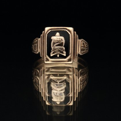  Ρơ å󥰡BALFOUR 10kt Goldۡ1942s-Onix Top & GLD Emblem Class Ring