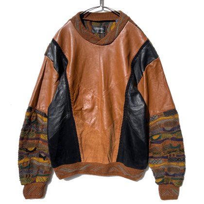 古着 通販　【SAXONY】ヴィンテージ レザー&ニット プルオーバーニット【1980's-】Vintage Leather & Knit Sweater