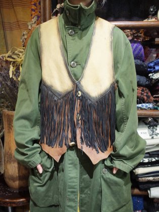 古着 通販　Hand Crafted Fringe Deerskin Leather Vest