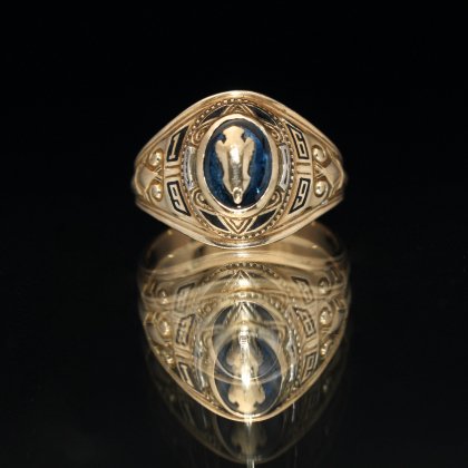 古着 通販　ヴィンテージ カレッジリング【JOSTEN 10kt Gold】【1969's-】Blue Stone Top & GOLD Emblem Class Ring