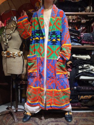 古着 通販　Native Rug Pattern Pile Gown Coat