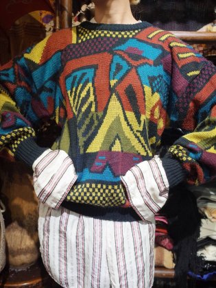 古着 通販　Multi Color Art Knit Sweater