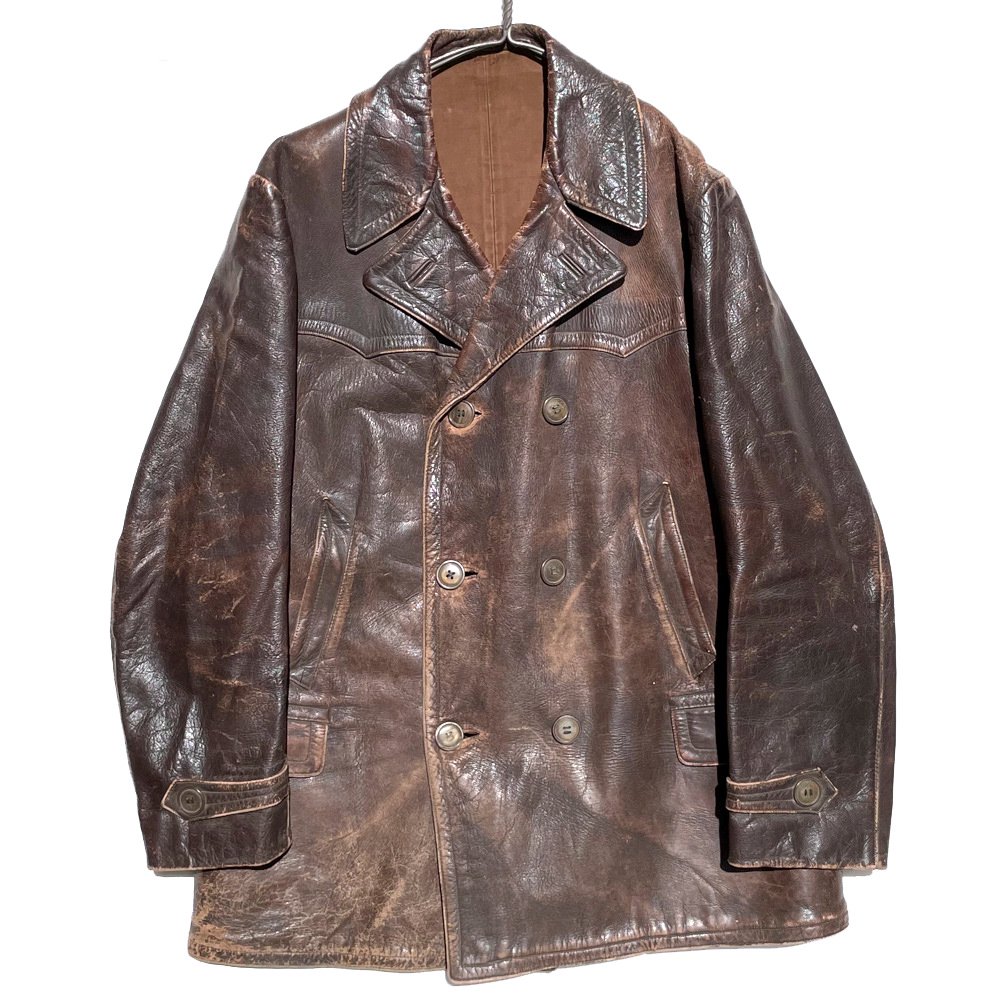 Vintage double breasted leather JKT年代は70年代辺り