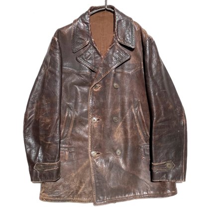  Ρơ ֥֥쥹 ȥ 쥶 ȡ1940's-Vintage Double Breasted Leather Car Coat