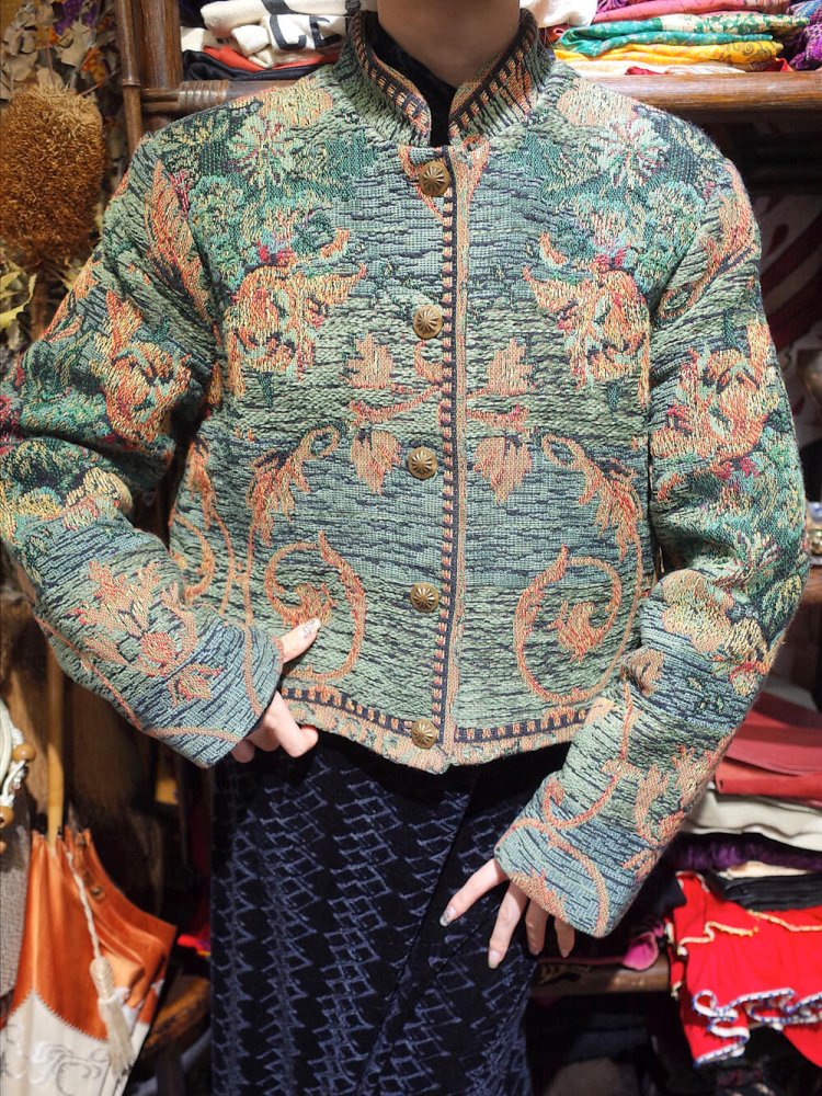 古着 通販 Baroque Gobelin Tapestry Stand Collar & Short Length Jacket