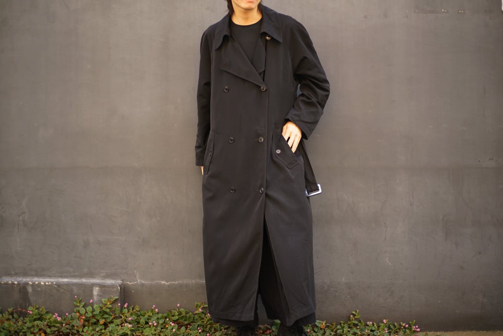 【Monica Gray】ヴィンテージ ピーチスキン トレンチコート【1990's-】Vintage Peach Skin Trench Coat