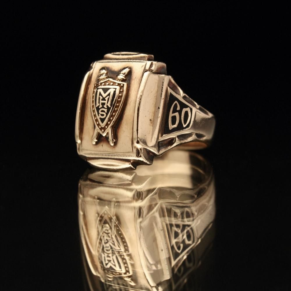 ヴィンテージ カレッジリング【HERFF JONES 10kt Gold】【1960's-】Heavy Square Class Ring