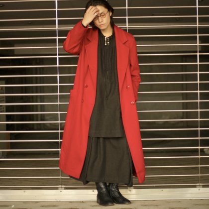 古着 通販　Red Color Double Breasted Wool Coat with ALVISTA Items